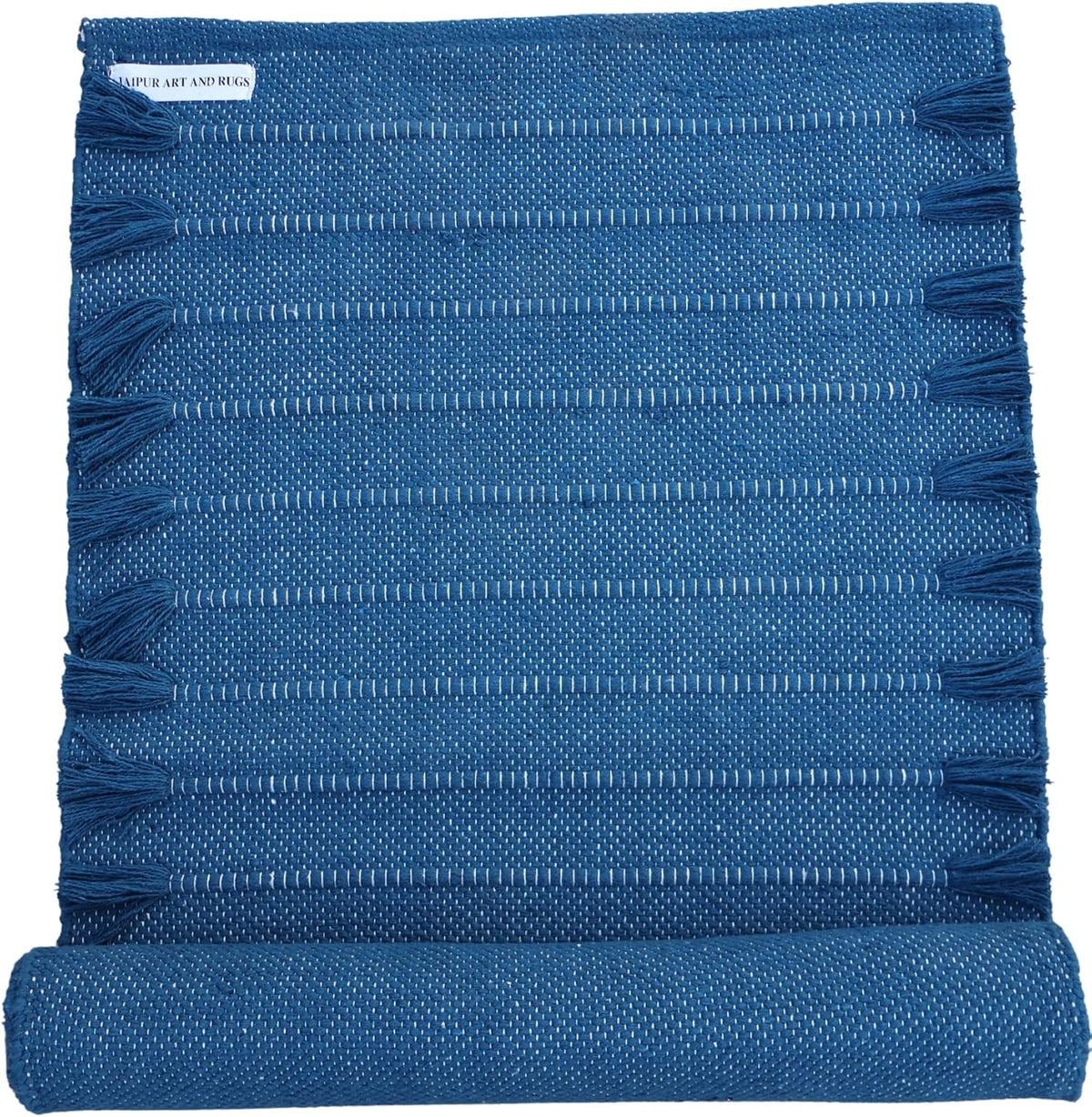 Jaipur art & Rugs Organic Cotton Yoga Mat - Eco-Friendly Hand-Woven Rug - Non Slip & Thick (24”x72”x5mm) for Everyday Fitness at Home - Comfortable Extra-Long