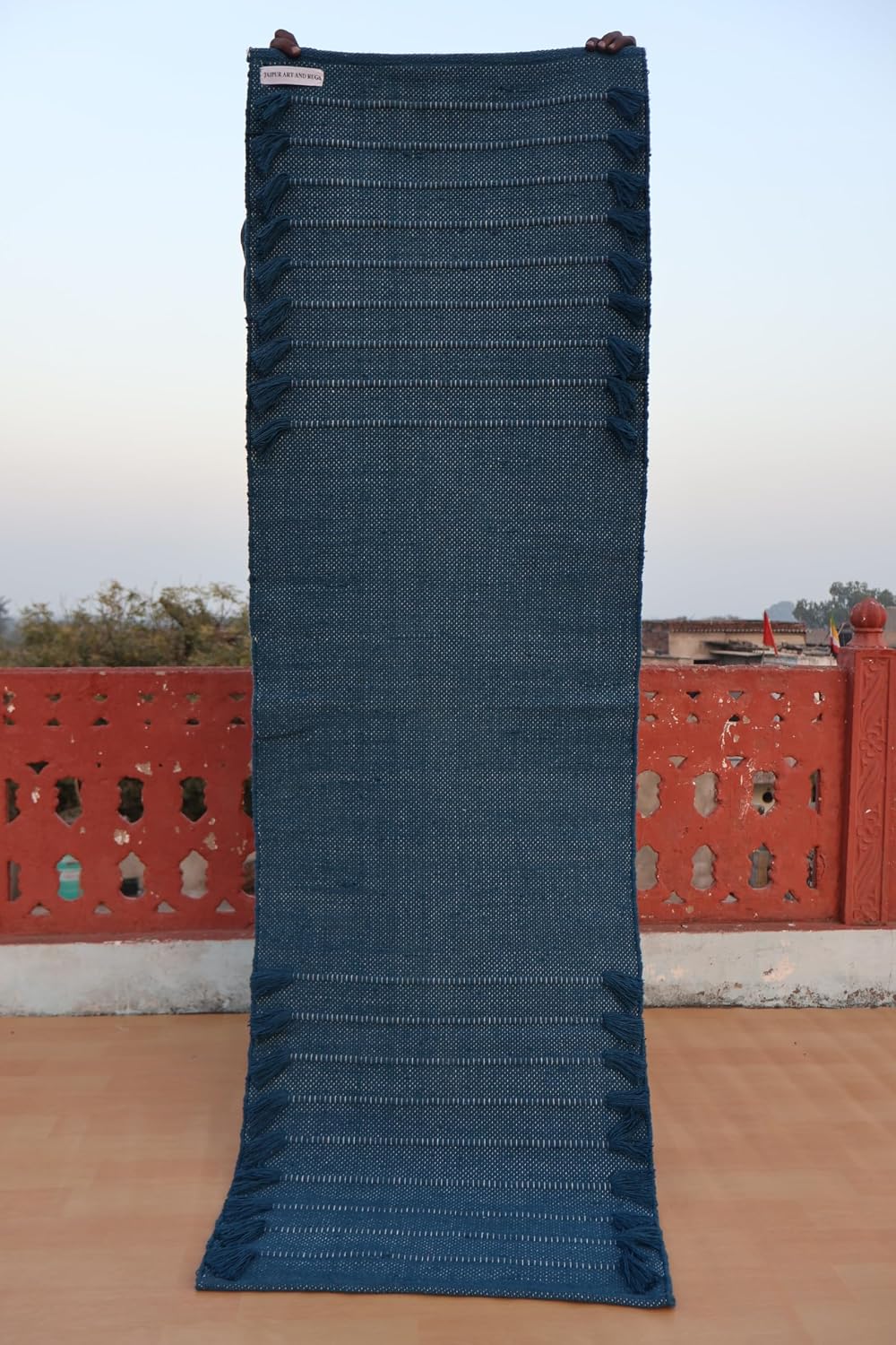 Jaipur art & Rugs Organic Cotton Yoga Mat - Eco-Friendly Hand-Woven Rug - Non Slip & Thick (24”x72”x5mm) for Everyday Fitness at Home - Comfortable Extra-Long