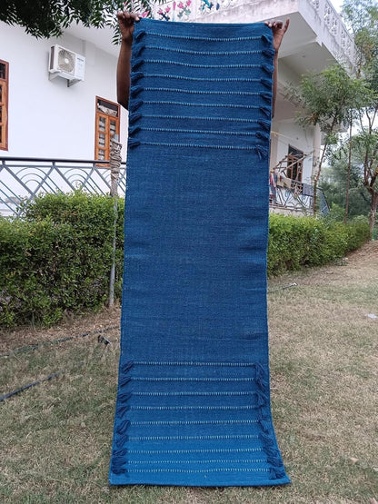 Jaipur art & Rugs Organic Cotton Yoga Mat - Eco-Friendly Hand-Woven Rug - Non Slip & Thick (24”x72”x5mm) for Everyday Fitness at Home - Comfortable Extra-Long