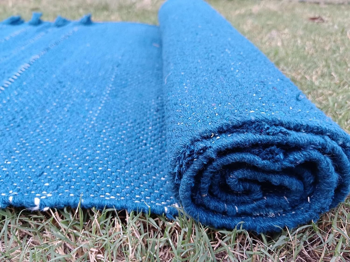 Jaipur art & Rugs Organic Cotton Yoga Mat - Eco-Friendly Hand-Woven Rug - Non Slip & Thick (24”x72”x5mm) for Everyday Fitness at Home - Comfortable Extra-Long