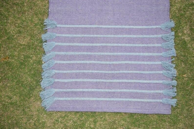 Jaipur art & Rugs Organic Cotton Yoga Mat - Eco-Friendly Hand-Woven Rug - Non Slip & Thick (24”x72”x5mm) for Everyday Fitness at Home - Comfortable Extra-Long
