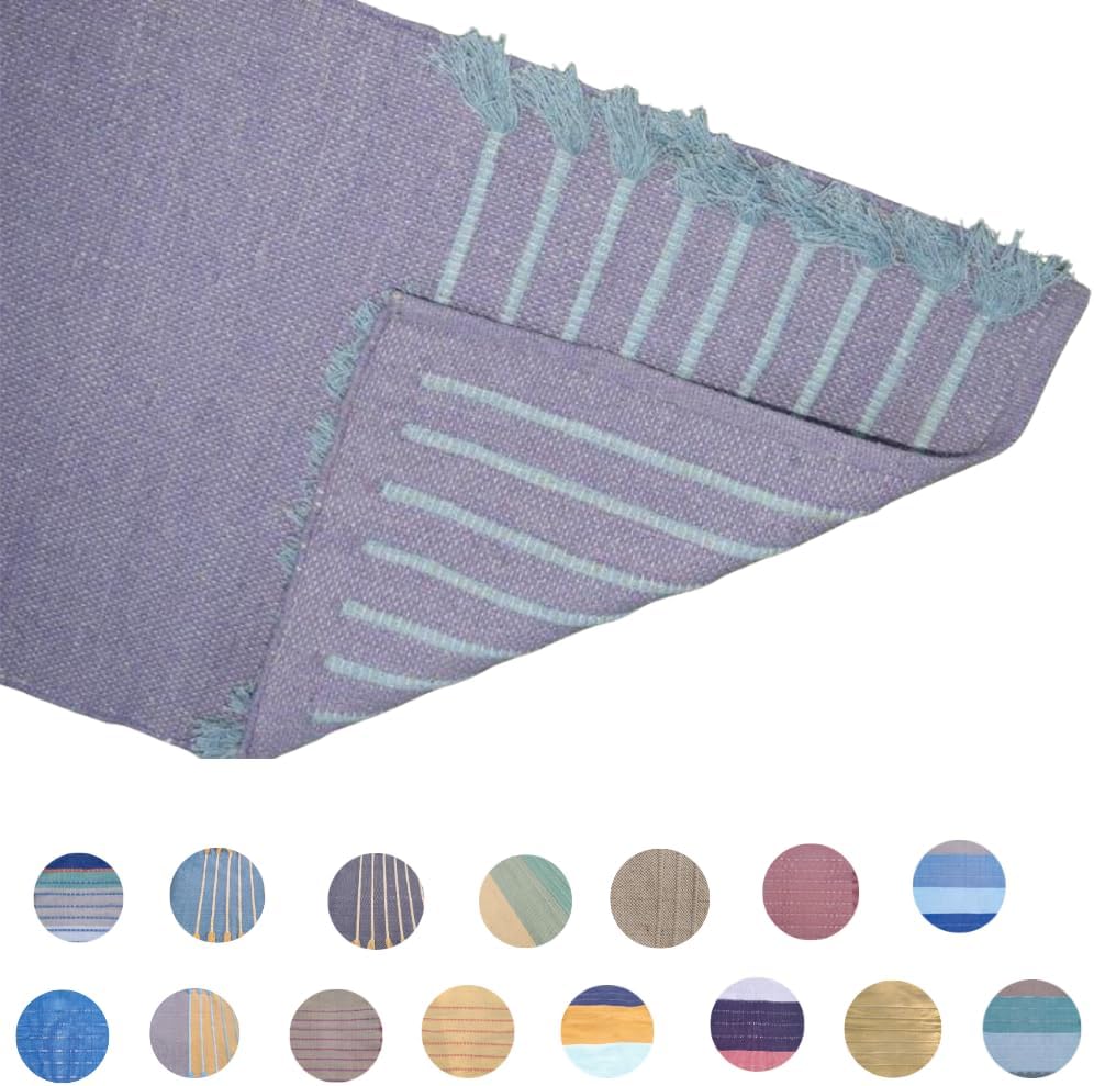 Jaipur art & Rugs Organic Cotton Yoga Mat - Eco-Friendly Hand-Woven Rug - Non Slip & Thick (24”x72”x5mm) for Everyday Fitness at Home - Comfortable Extra-Long