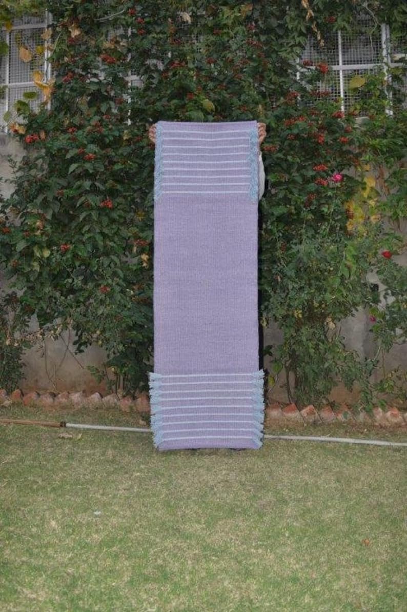 Jaipur art & Rugs Organic Cotton Yoga Mat - Eco-Friendly Hand-Woven Rug - Non Slip & Thick (24”x72”x5mm) for Everyday Fitness at Home - Comfortable Extra-Long