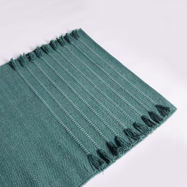 Jaipur art & Rugs Organic Cotton Yoga Mat - Eco-Friendly Hand-Woven Rug - Non Slip & Thick (24”x72”x5mm) for Everyday Fitness at Home - Comfortable Extra-Long