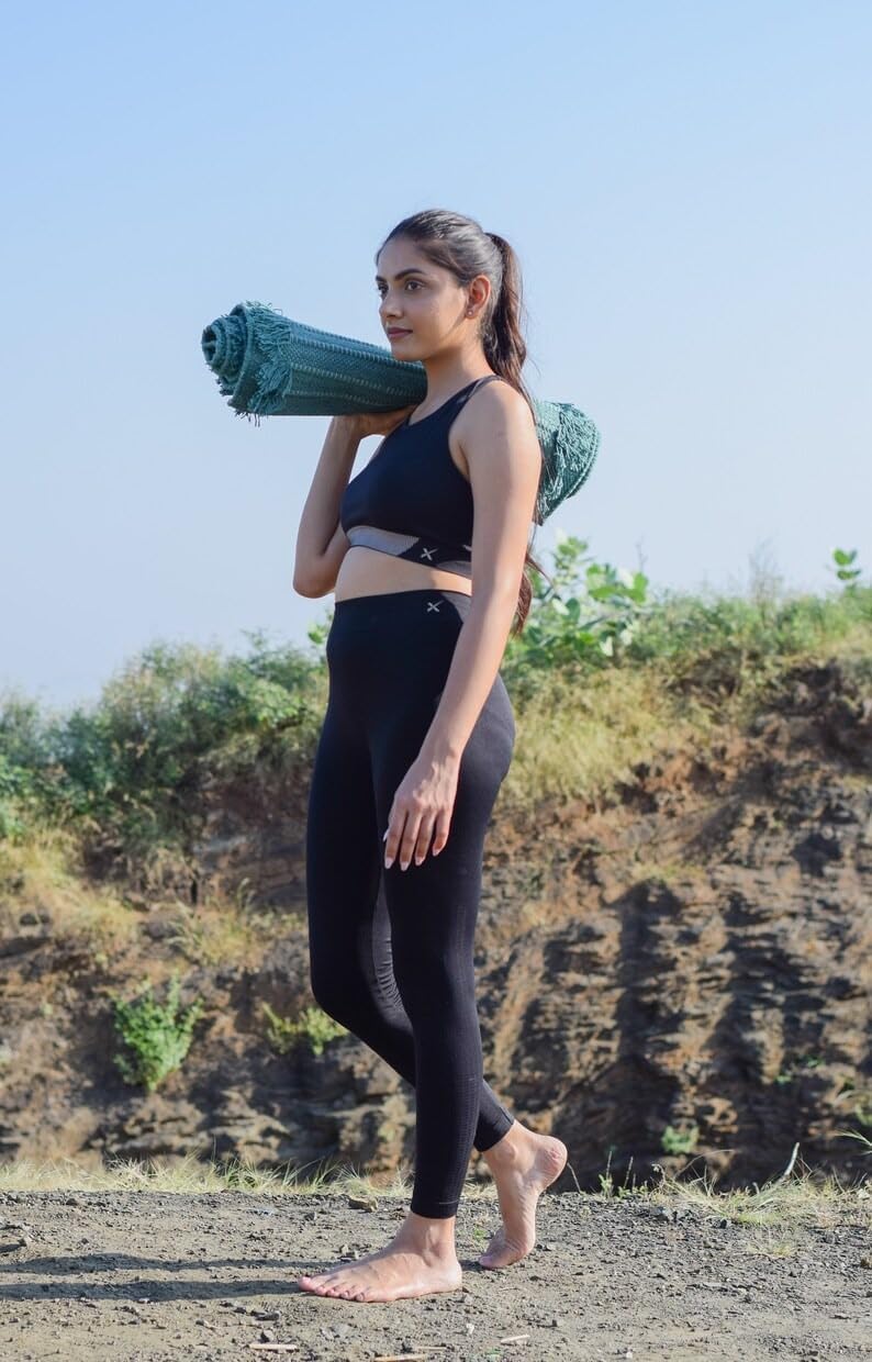Jaipur art & Rugs Organic Cotton Yoga Mat - Eco-Friendly Hand-Woven Rug - Non Slip & Thick (24”x72”x5mm) for Everyday Fitness at Home - Comfortable Extra-Long