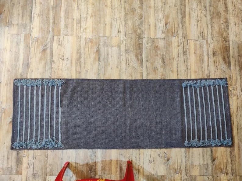 Jaipur art & Rugs Organic Cotton Yoga Mat - Eco-Friendly Hand-Woven Rug - Non Slip & Thick (24”x72”x5mm) for Everyday Fitness at Home - Comfortable Extra-Long