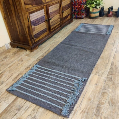 Jaipur art & Rugs Organic Cotton Yoga Mat - Eco-Friendly Hand-Woven Rug - Non Slip & Thick (24”x72”x5mm) for Everyday Fitness at Home - Comfortable Extra-Long