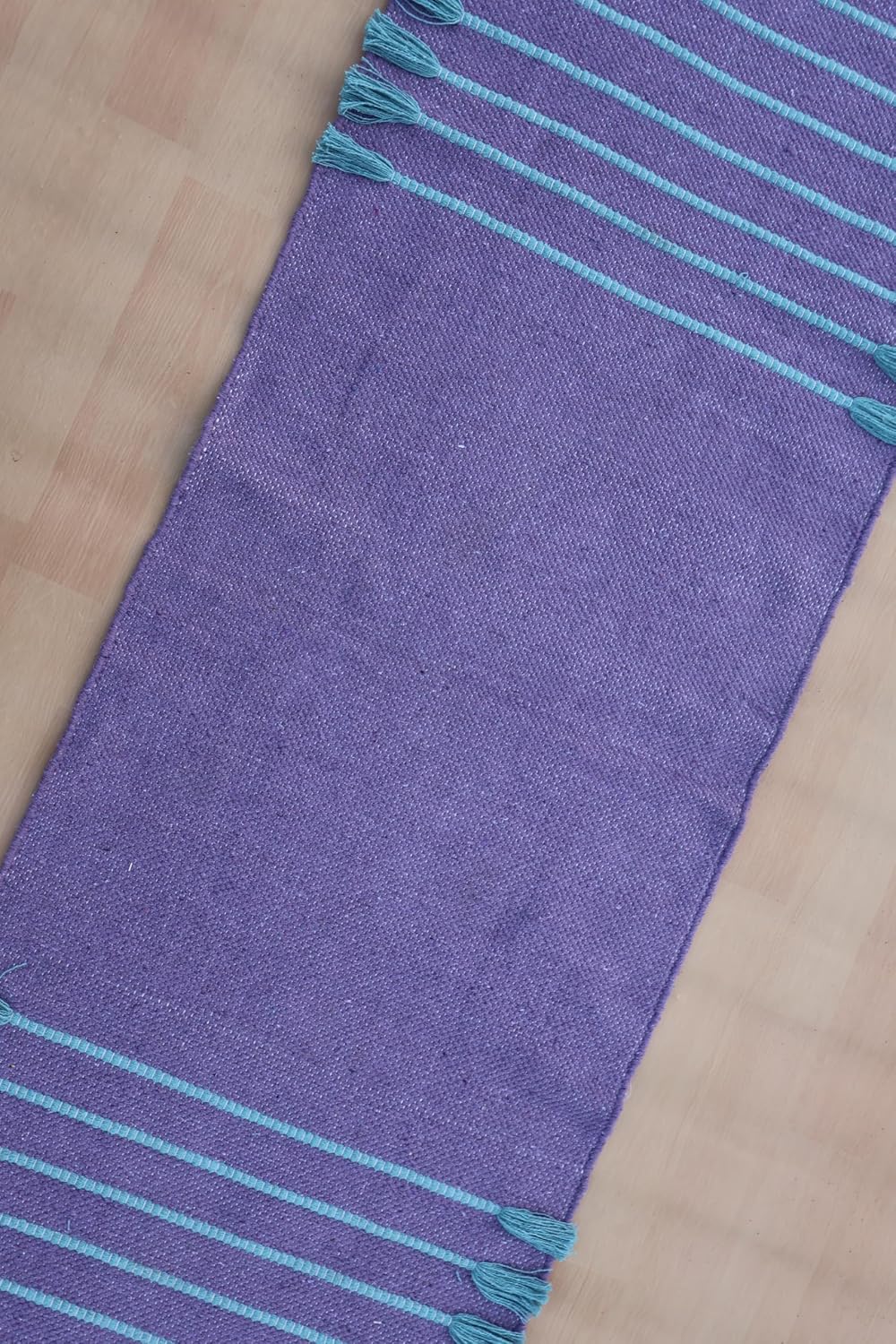 Jaipur art & Rugs Organic Cotton Yoga Mat - Eco-Friendly Hand-Woven Rug - Non Slip & Thick (24”x72”x5mm) for Everyday Fitness at Home - Comfortable Extra-Long