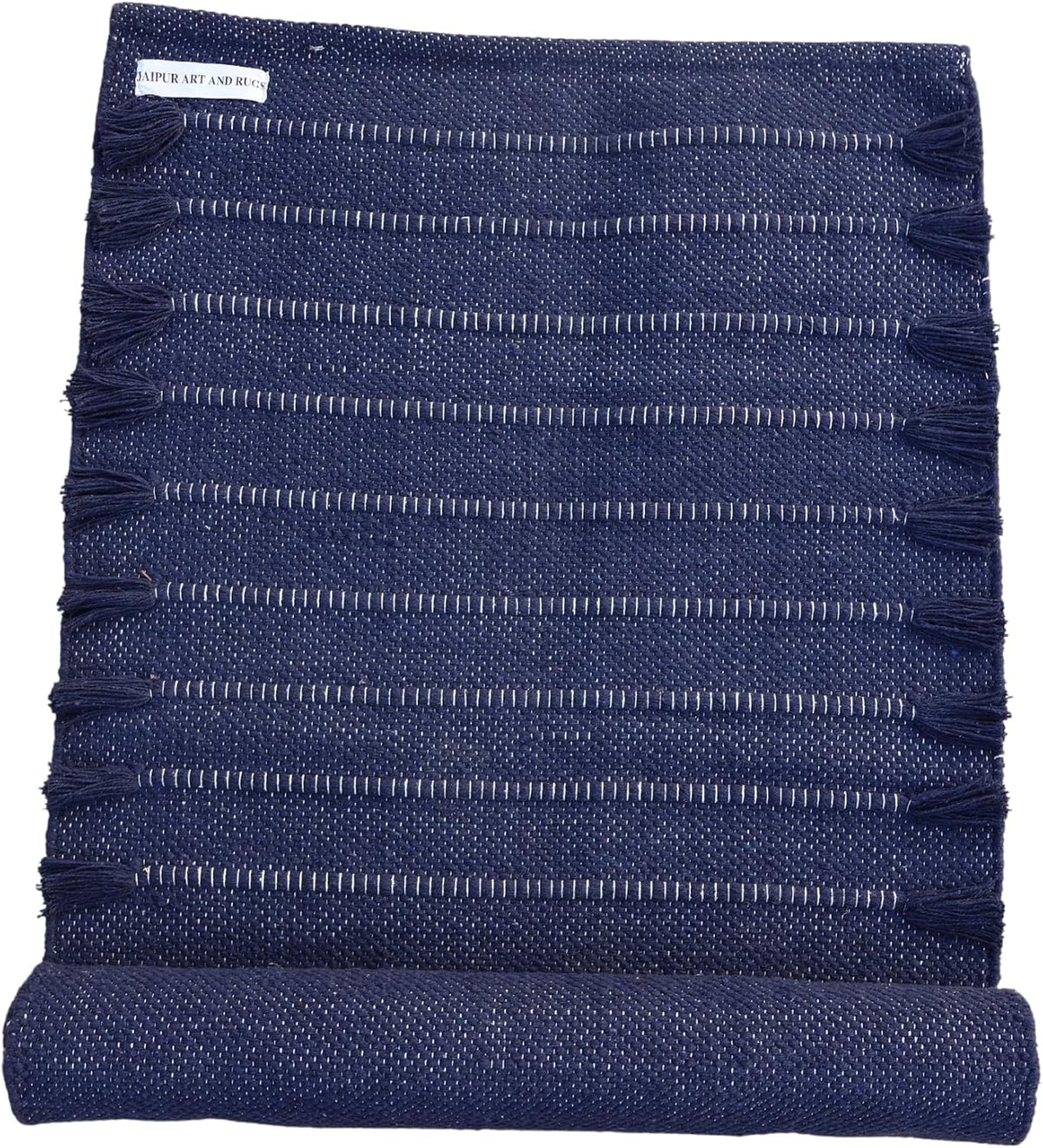 Jaipur art & Rugs Organic Cotton Yoga Mat - Eco-Friendly Hand-Woven Rug - Non Slip & Thick (24”x72”x5mm) for Everyday Fitness at Home - Comfortable Extra-Long
