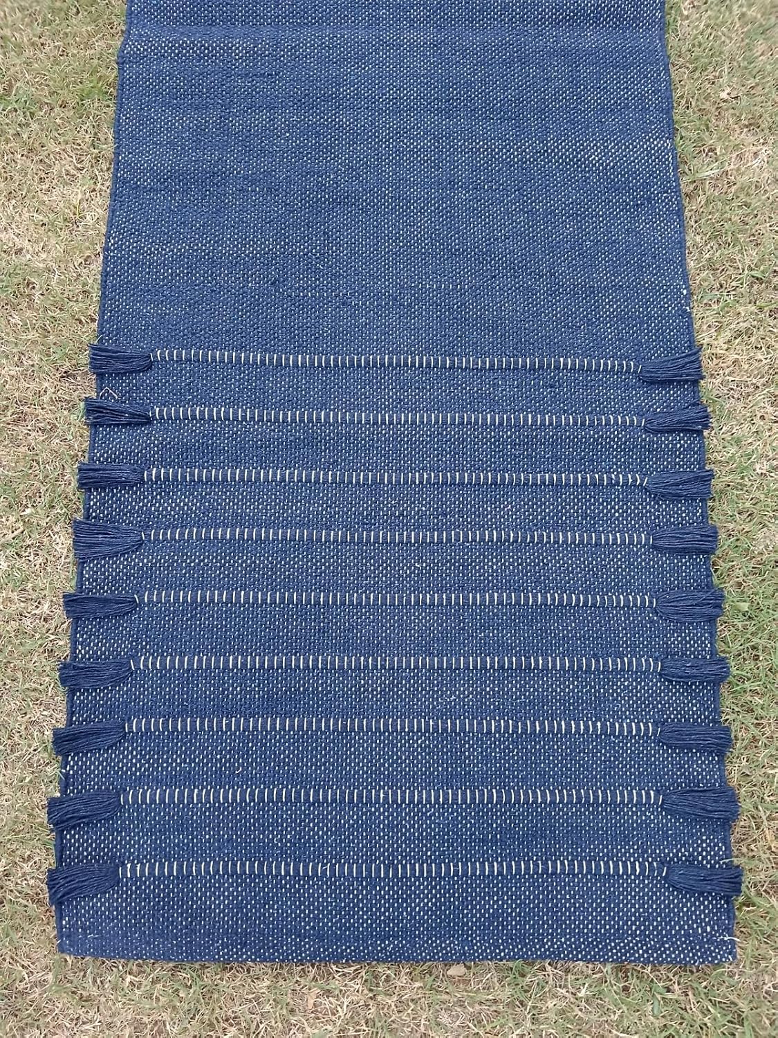 Jaipur art & Rugs Organic Cotton Yoga Mat - Eco-Friendly Hand-Woven Rug - Non Slip & Thick (24”x72”x5mm) for Everyday Fitness at Home - Comfortable Extra-Long