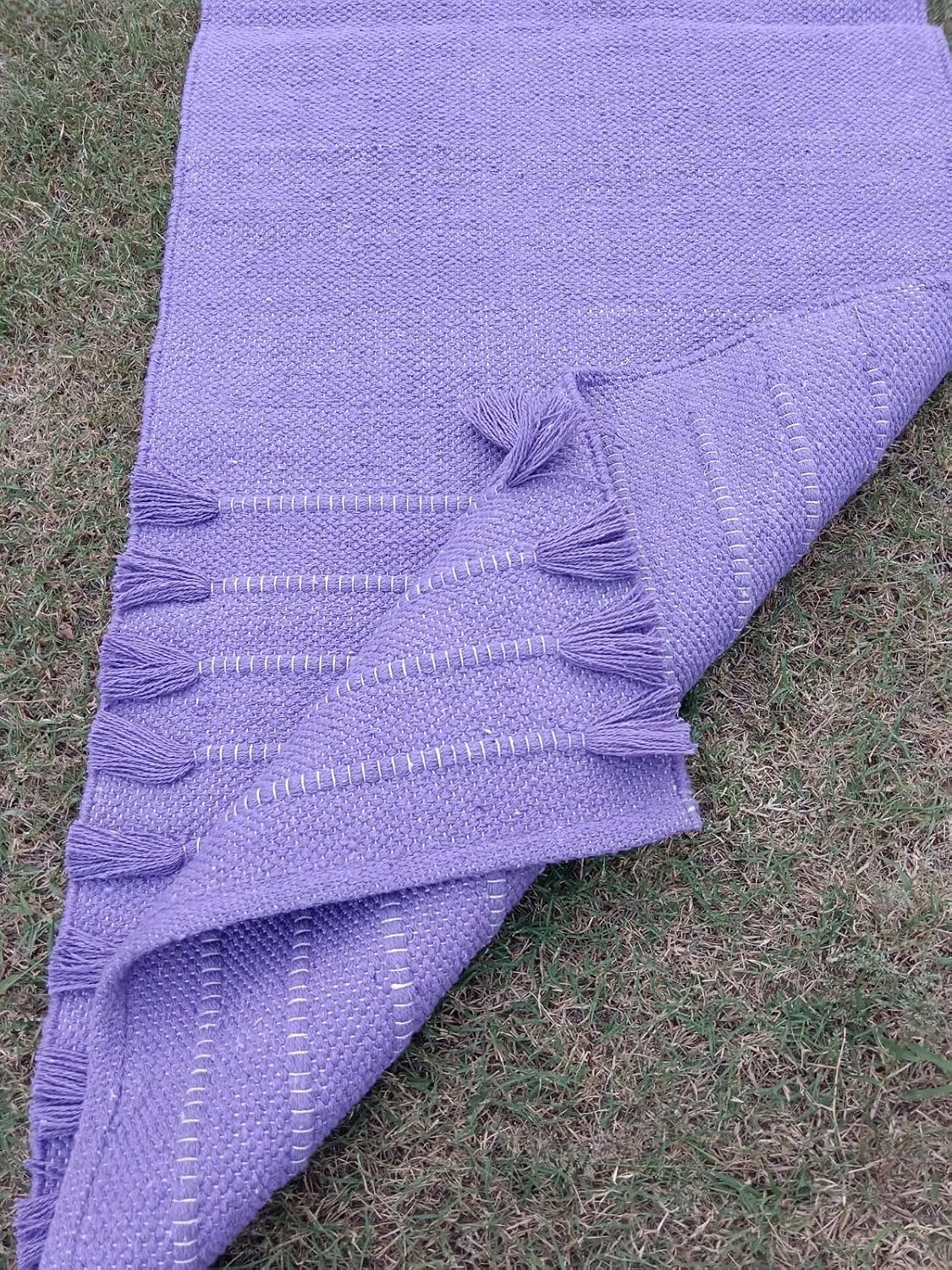 Jaipur art & Rugs Organic Cotton Yoga Mat - Eco-Friendly Hand-Woven Rug - Non Slip & Thick (24”x72”x5mm) for Everyday Fitness at Home - Comfortable Extra-Long
