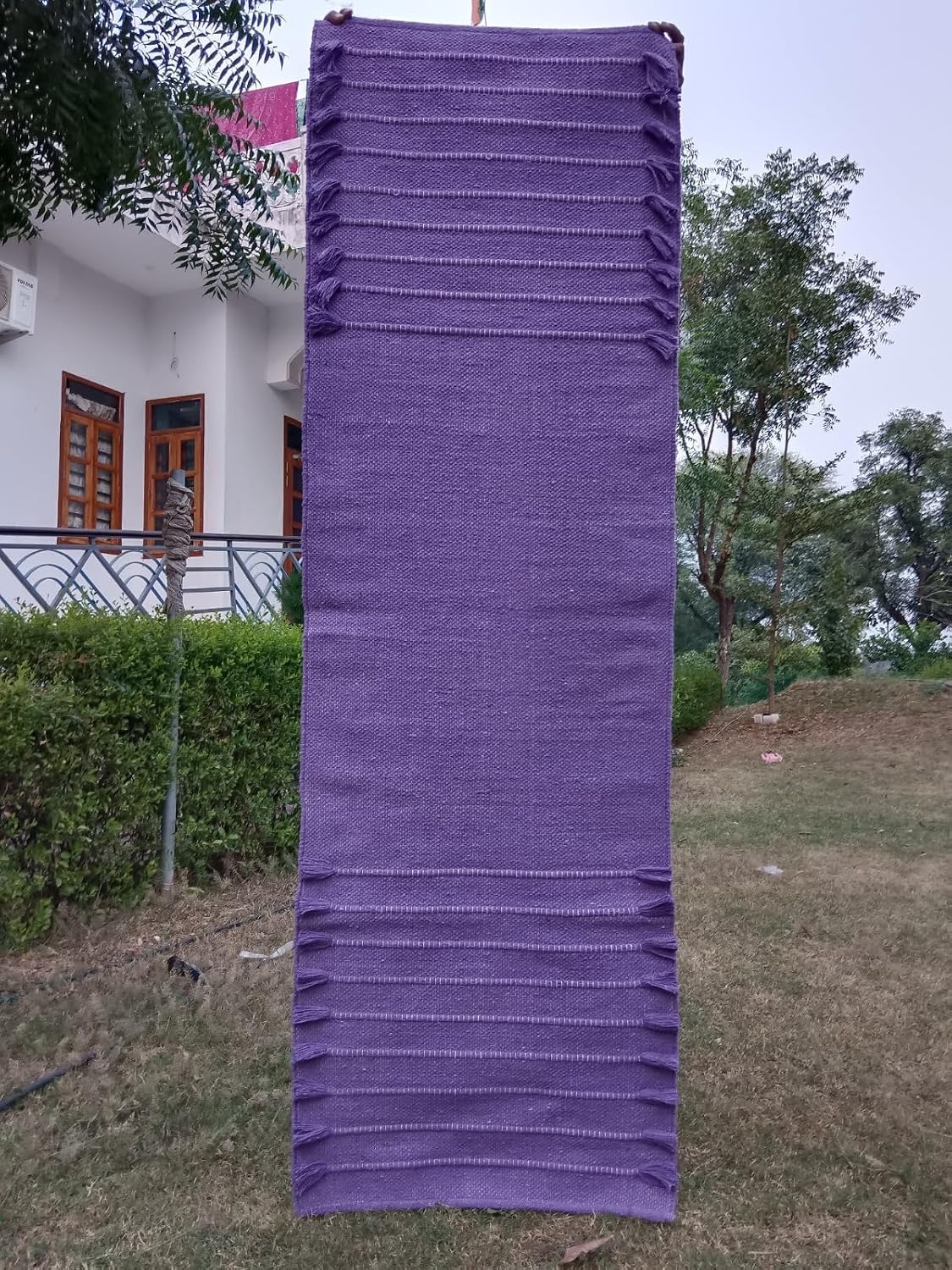 Jaipur art & Rugs Organic Cotton Yoga Mat - Eco-Friendly Hand-Woven Rug - Non Slip & Thick (24”x72”x5mm) for Everyday Fitness at Home - Comfortable Extra-Long