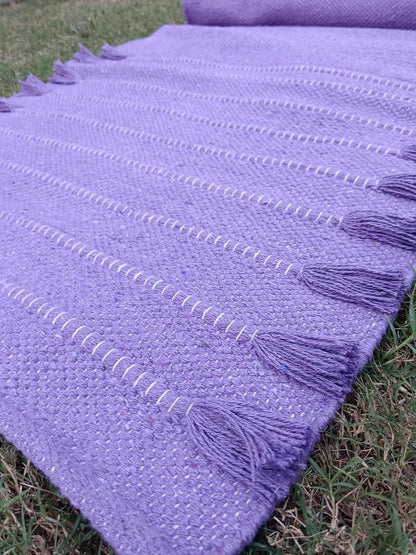 Jaipur art & Rugs Organic Cotton Yoga Mat - Eco-Friendly Hand-Woven Rug - Non Slip & Thick (24”x72”x5mm) for Everyday Fitness at Home - Comfortable Extra-Long