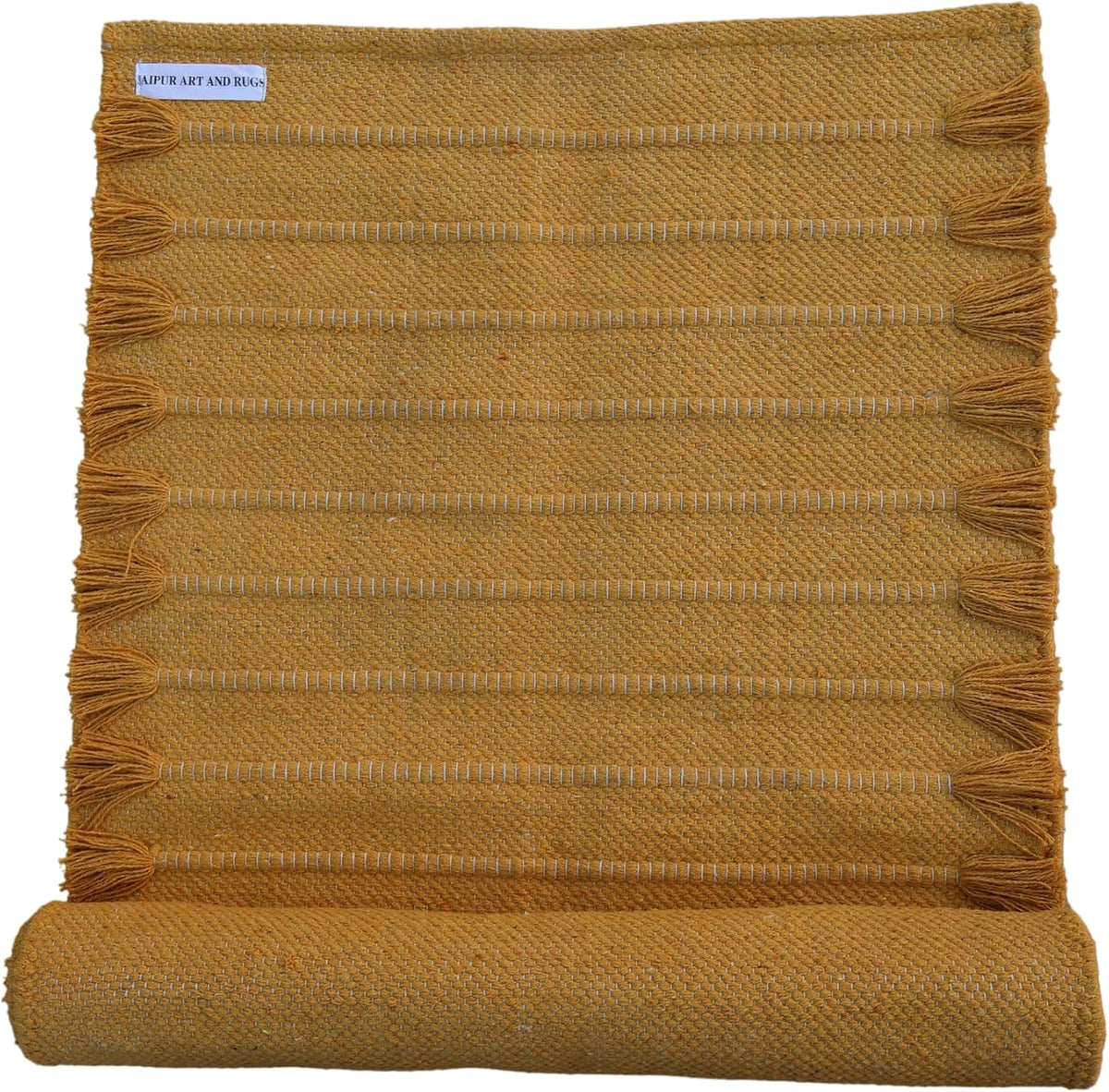 Jaipur art & Rugs Organic Cotton Yoga Mat - Eco-Friendly Hand-Woven Rug - Non Slip & Thick (24”x72”x5mm) for Everyday Fitness at Home - Comfortable Extra-Long