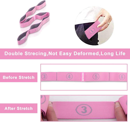 Stretch Strap, Elastic Yoga Stretching Strap, Multi-Loop for Physical Therapy, Pilates, Yoga, Dance & Gymnastics Exercise and Flexible Pilates Stretch Band