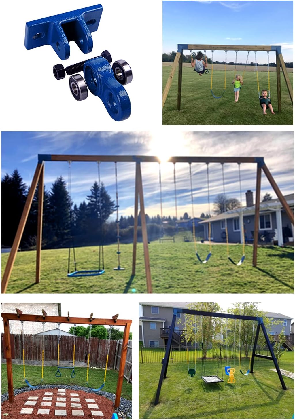 Heavy Duty Blue Swing Hangers Screws Bolts Included Over 5000 lb Capacity Playground Porch Yoga Seat Trapeze Wooden Sets Indoor Outdoor