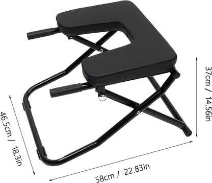 Yoga Headstand Bench, Steel Frame & PU Pad Inversion Chair for Home Gym, Feet Up Trainer Headstand Stool with Handle for Practice Head Stand, Strength Training, 300 lbs Capacity