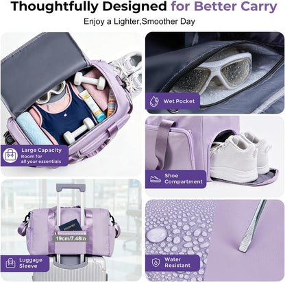 Women's Gym Duffle Bag with Shoes Compartment, 30L Capacity, Ideal for Travel, Gym, Sports, Duffel, Weekender