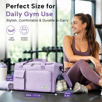 Women's Gym Duffle Bag with Shoes Compartment, 30L Capacity, Ideal for Travel, Gym, Sports, Duffel, Weekender