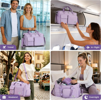 Women's Gym Duffle Bag with Shoes Compartment, 30L Capacity, Ideal for Travel, Gym, Sports, Duffel, Weekender