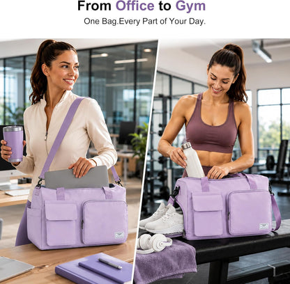 Women's Gym Duffle Bag with Shoes Compartment, 30L Capacity, Ideal for Travel, Gym, Sports, Duffel, Weekender