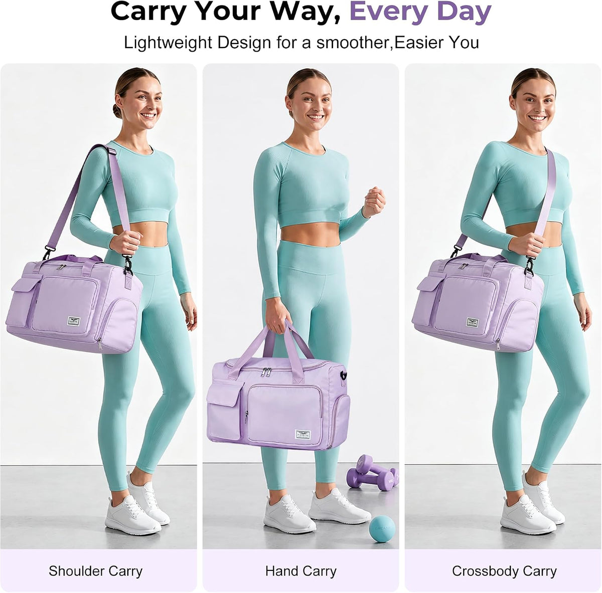 Women's Gym Duffle Bag with Shoes Compartment, 30L Capacity, Ideal for Travel, Gym, Sports, Duffel, Weekender