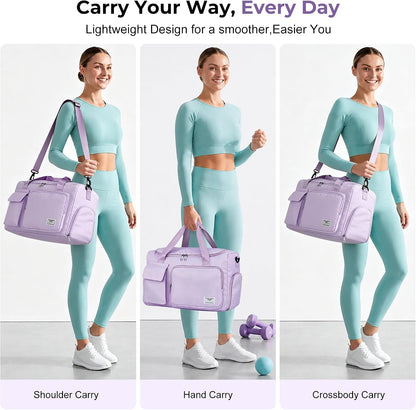 Women's Gym Duffle Bag with Shoes Compartment, 30L Capacity, Ideal for Travel, Gym, Sports, Duffel, Weekender