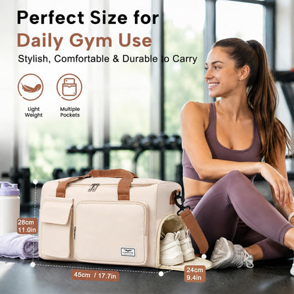 Women's Gym Duffle Bag with Shoes Compartment, 30L Capacity, Ideal for Travel, Gym, Sports, Duffel, Weekender