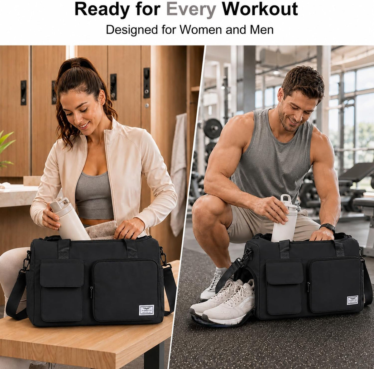 Women's Gym Duffle Bag with Shoes Compartment, 30L Capacity, Ideal for Travel, Gym, Sports, Duffel, Weekender