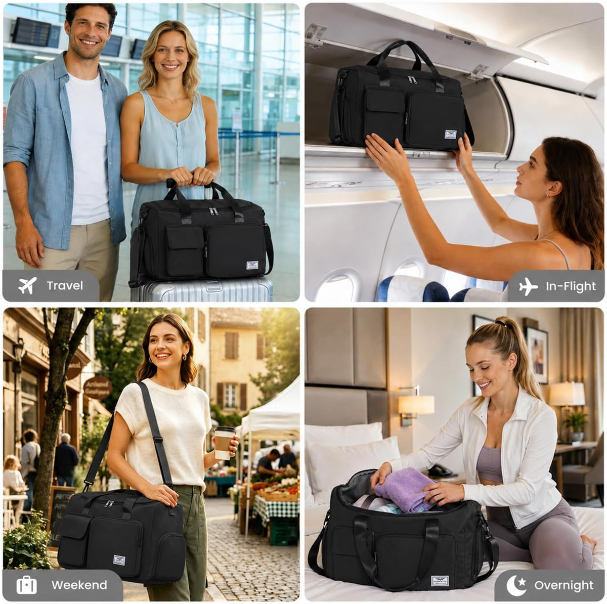 Women's Gym Duffle Bag with Shoes Compartment, 30L Capacity, Ideal for Travel, Gym, Sports, Duffel, Weekender