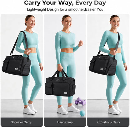 Women's Gym Duffle Bag with Shoes Compartment, 30L Capacity, Ideal for Travel, Gym, Sports, Duffel, Weekender