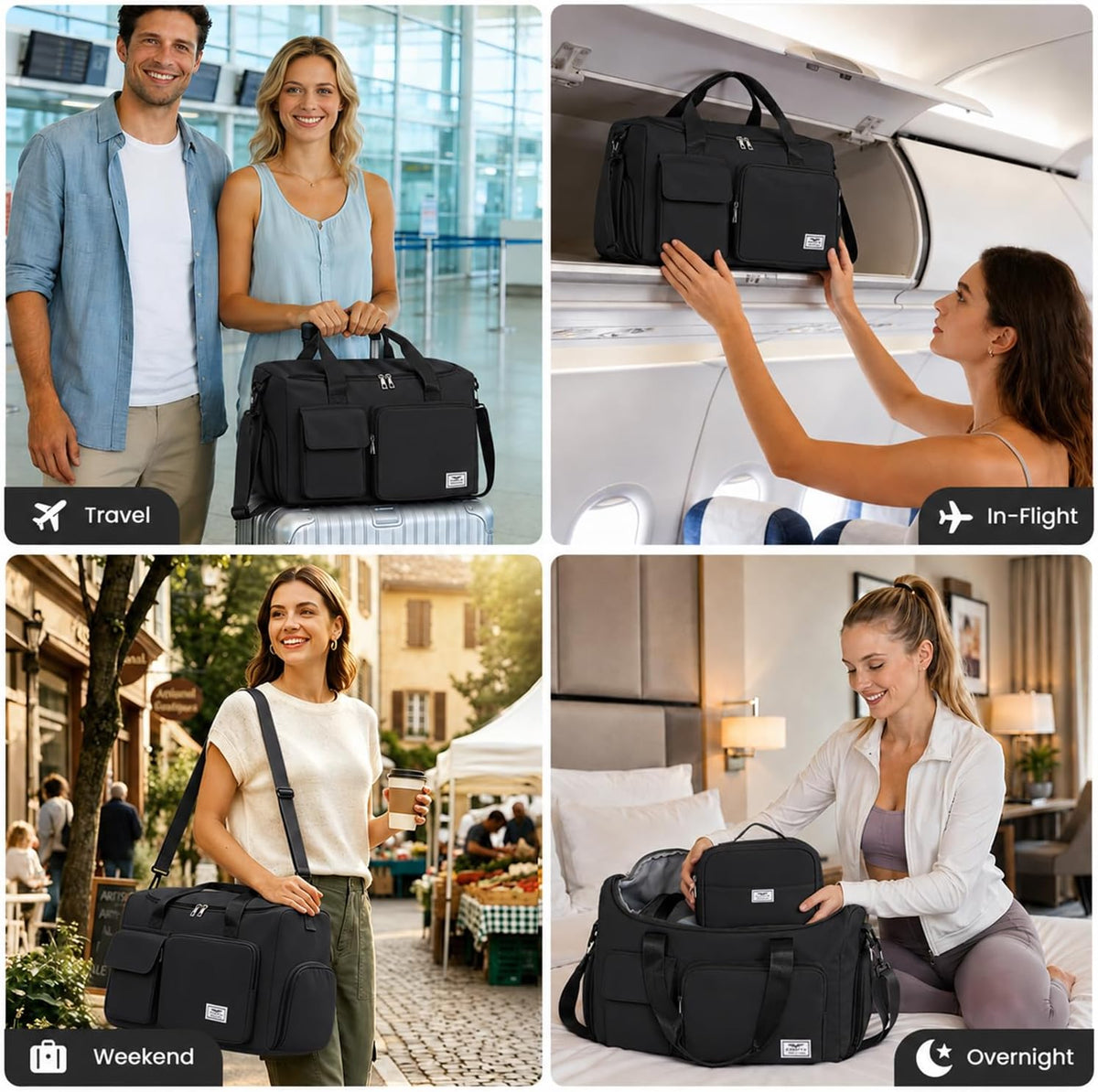 Women's Gym Duffle Bag with Shoes Compartment, 30L Capacity, Ideal for Travel, Gym, Sports, Duffel, Weekender
