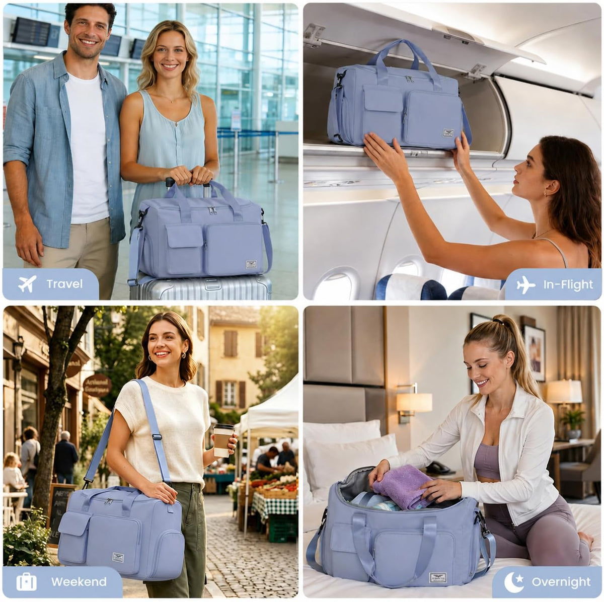Women's Gym Duffle Bag with Shoes Compartment, 30L Capacity, Ideal for Travel, Gym, Sports, Duffel, Weekender