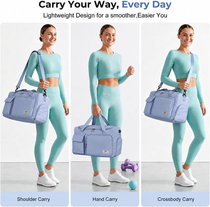 Women's Gym Duffle Bag with Shoes Compartment, 30L Capacity, Ideal for Travel, Gym, Sports, Duffel, Weekender