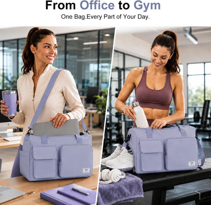 Women's Gym Duffle Bag with Shoes Compartment, 30L Capacity, Ideal for Travel, Gym, Sports, Duffel, Weekender