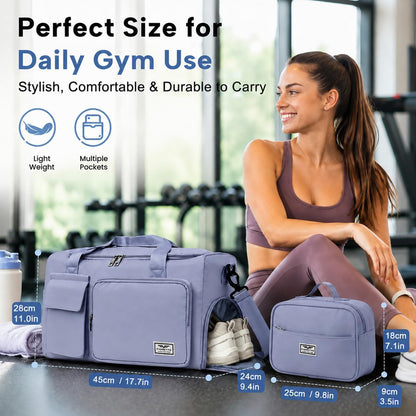 Women's Gym Duffle Bag with Shoes Compartment, 30L Capacity, Ideal for Travel, Gym, Sports, Duffel, Weekender