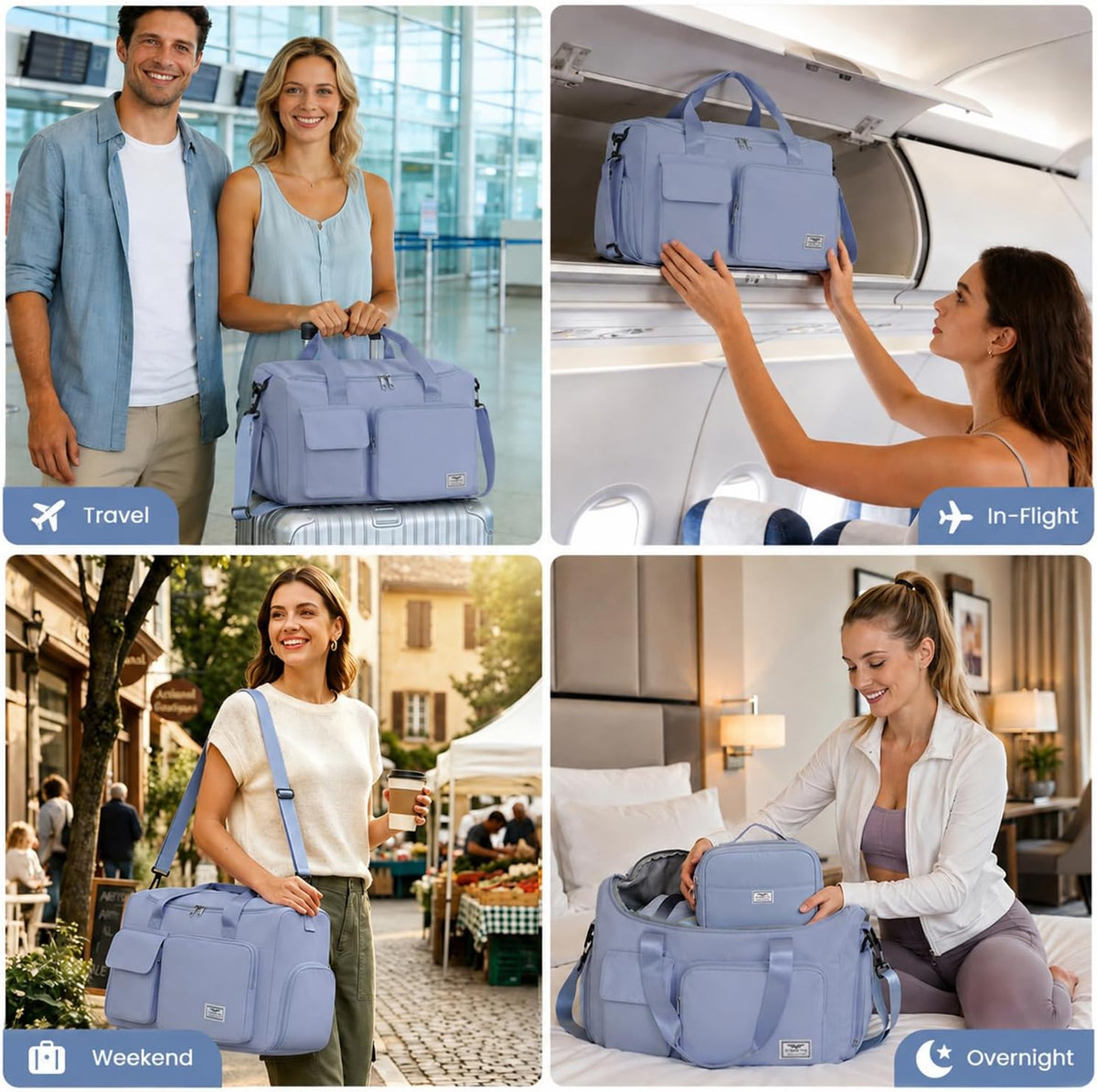 Women's Gym Duffle Bag with Shoes Compartment, 30L Capacity, Ideal for Travel, Gym, Sports, Duffel, Weekender