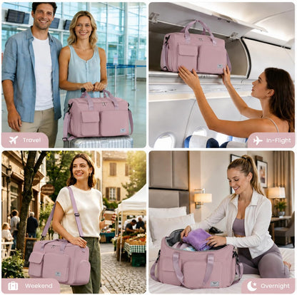 Women's Gym Duffle Bag with Shoes Compartment, 30L Capacity, Ideal for Travel, Gym, Sports, Duffel, Weekender