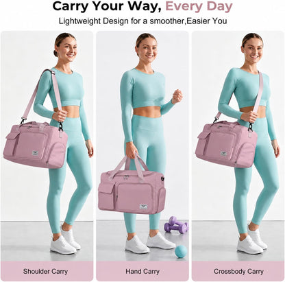 Women's Gym Duffle Bag with Shoes Compartment, 30L Capacity, Ideal for Travel, Gym, Sports, Duffel, Weekender