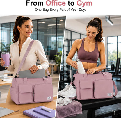 Women's Gym Duffle Bag with Shoes Compartment, 30L Capacity, Ideal for Travel, Gym, Sports, Duffel, Weekender
