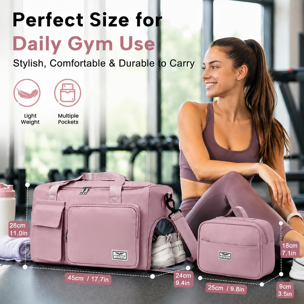 Women's Gym Duffle Bag with Shoes Compartment, 30L Capacity, Ideal for Travel, Gym, Sports, Duffel, Weekender