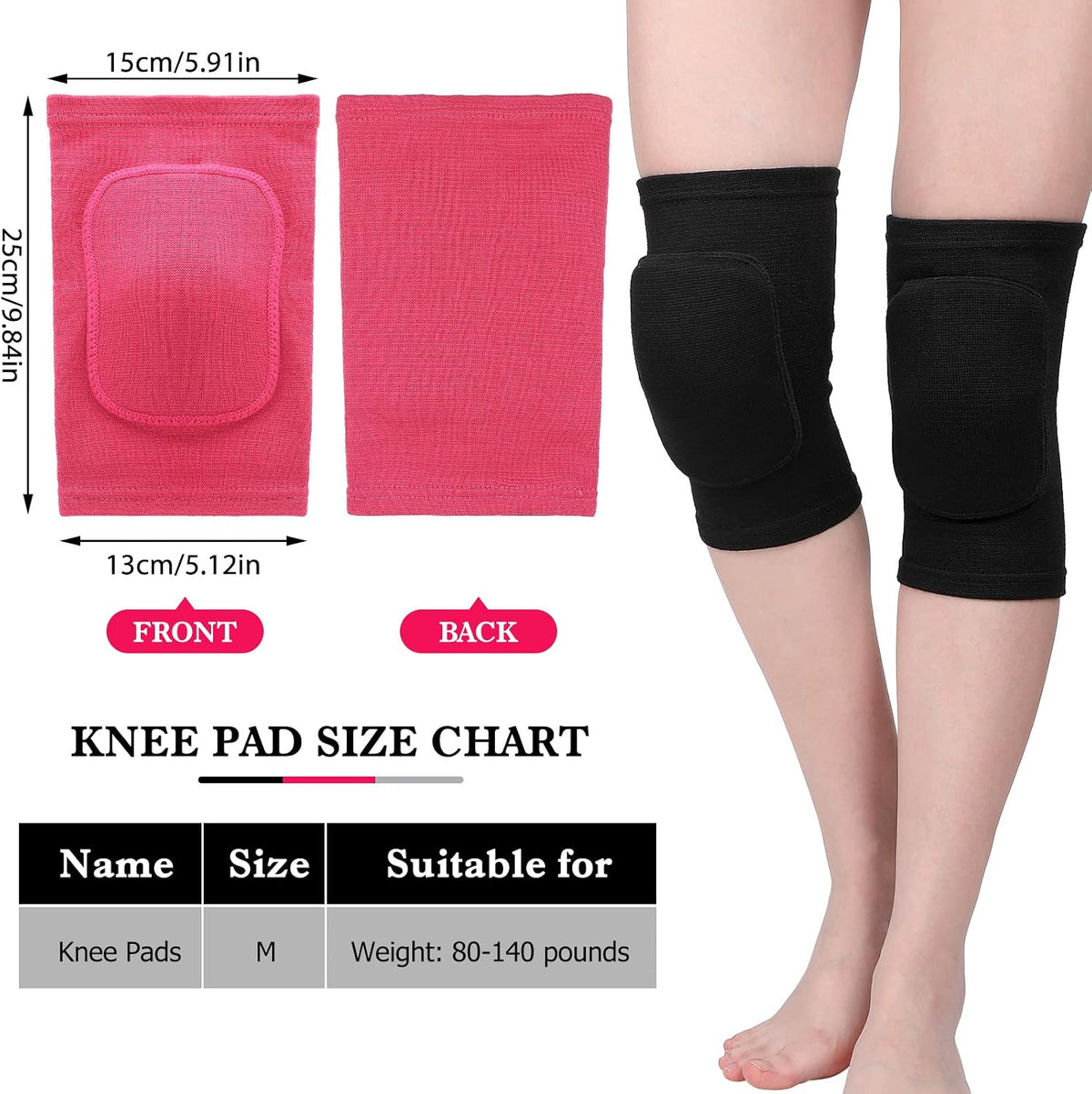 3 Pairs Dance Knee Pads Women Non-Slip