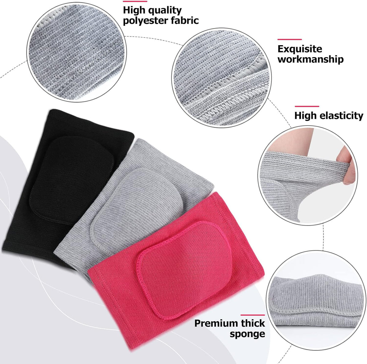 3 Pairs Dance Knee Pads Women Non-Slip