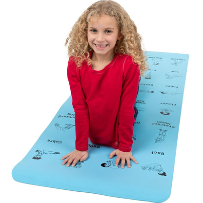 Kids Yoga Mat with Illustrated Poses, 5 mm Thick
