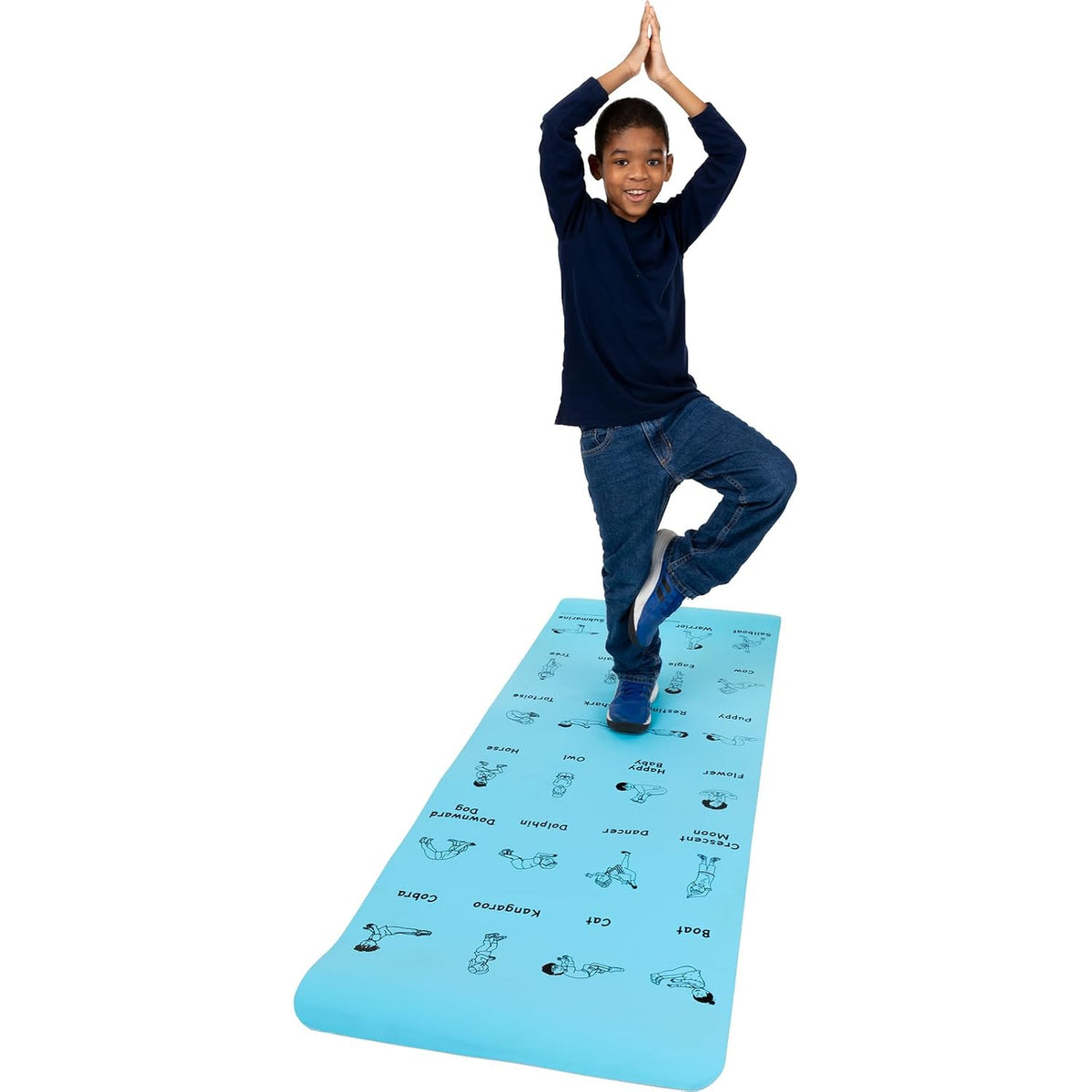Kids Yoga Mat with Illustrated Poses, 5 mm Thick