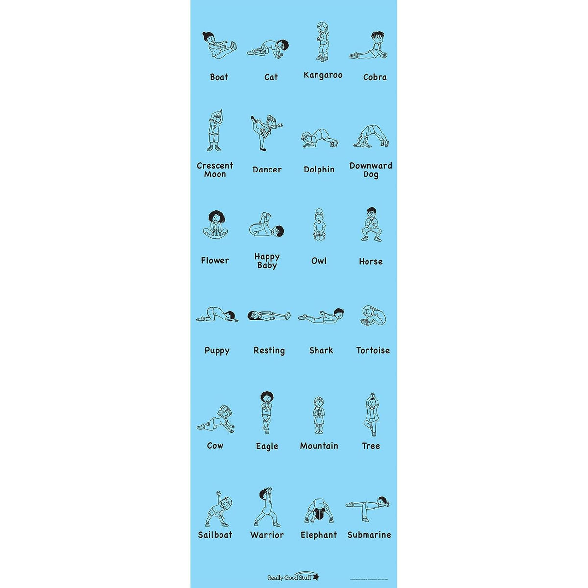 Kids Yoga Mat with Illustrated Poses, 5 mm Thick