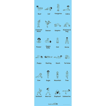 Kids Yoga Mat with Illustrated Poses, 5 mm Thick