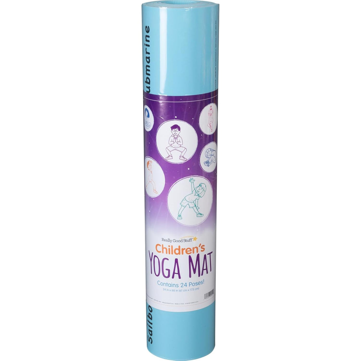 Kids Yoga Mat with Illustrated Poses, 5 mm Thick