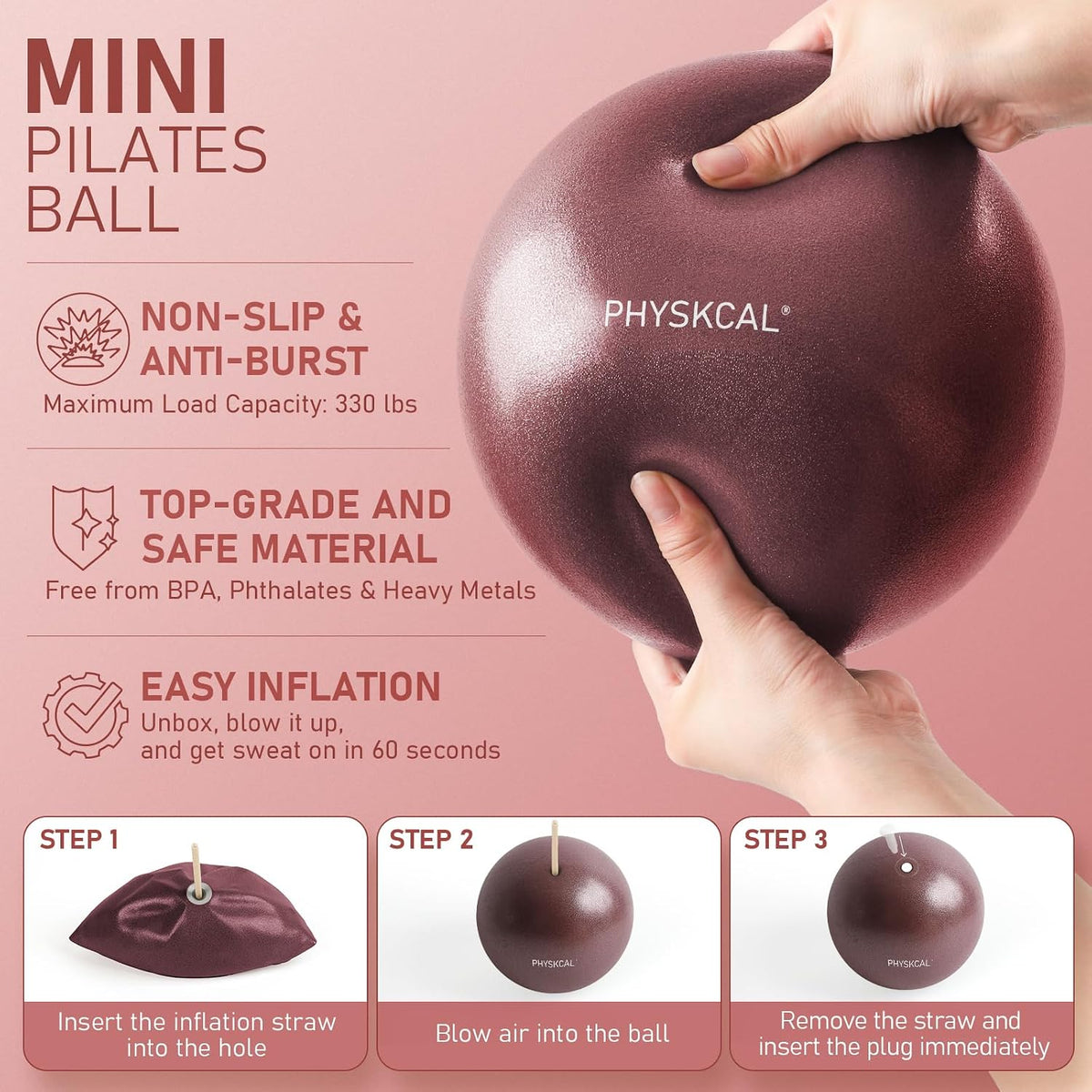 PhysKcal Pilates Kit, 15-Inch Pilates Ring with 1x Pilates Ball & 5X Bands