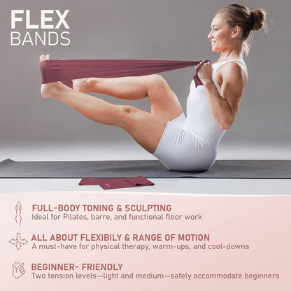 PhysKcal Pilates Kit, 15-Inch Pilates Ring with 1x Pilates Ball & 5X Bands